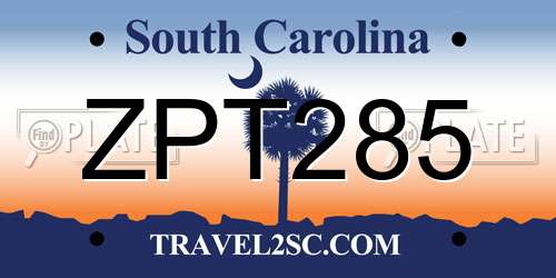 ZPT285 South Carolina License Plate