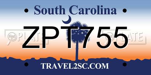ZPT755 South Carolina License Plate