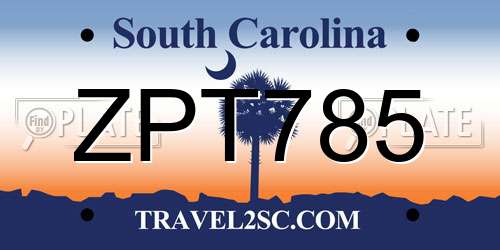 ZPT785 South Carolina License Plate