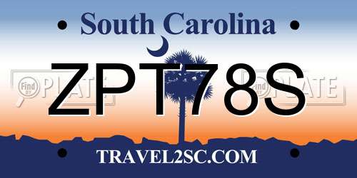 ZPT78S South Carolina License Plate