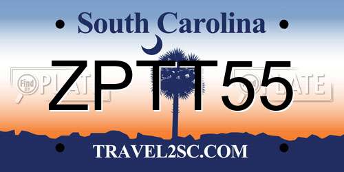 ZPTT55 South Carolina License Plate