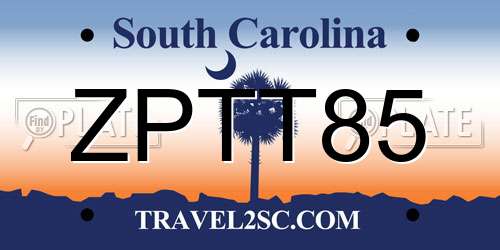 ZPTT85 South Carolina License Plate