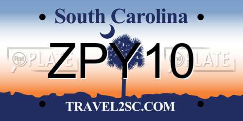 ZPY10 South Carolina License Plate