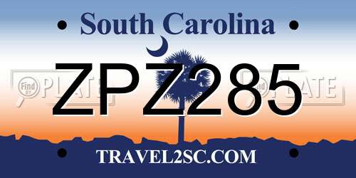 ZPZ285 South Carolina License Plate