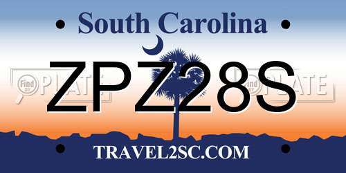 ZPZ28S South Carolina License Plate