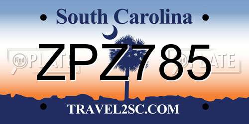 ZPZ785 South Carolina License Plate