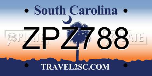 ZPZ788 South Carolina License Plate
