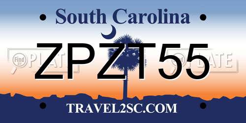 ZPZT55 South Carolina License Plate