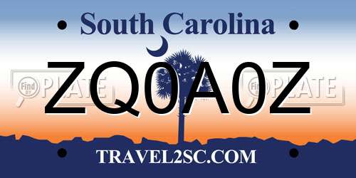 ZQ0A0Z South Carolina License Plate