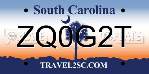 ZQ0G2T South Carolina License Plate