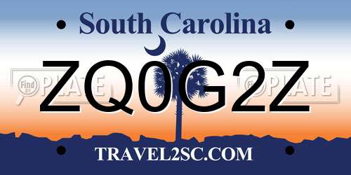 ZQ0G2Z South Carolina License Plate