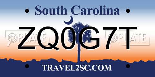 ZQ0G7T South Carolina License Plate