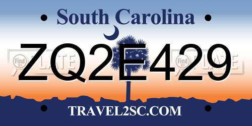 ZQ2E429 South Carolina License Plate
