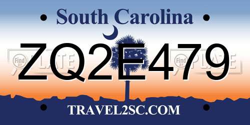 ZQ2E479 South Carolina License Plate