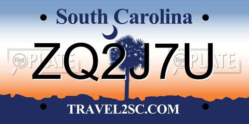 ZQ2J7U South Carolina License Plate