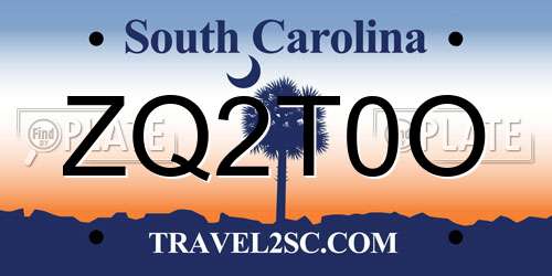 ZQ2T0O South Carolina License Plate