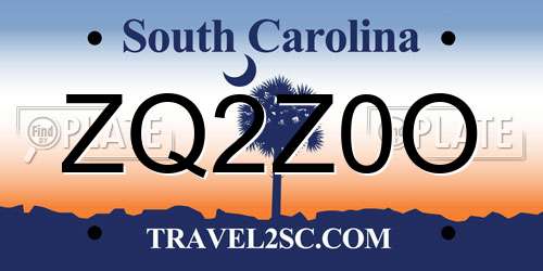 ZQ2Z0O South Carolina License Plate
