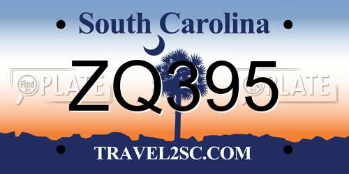 ZQ395 South Carolina License Plate