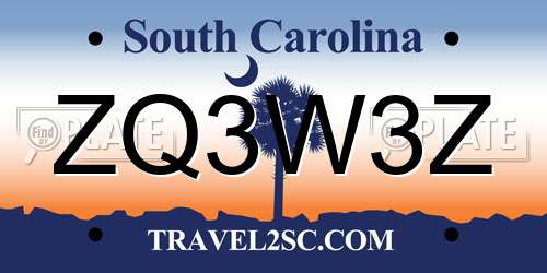 ZQ3W3Z South Carolina License Plate