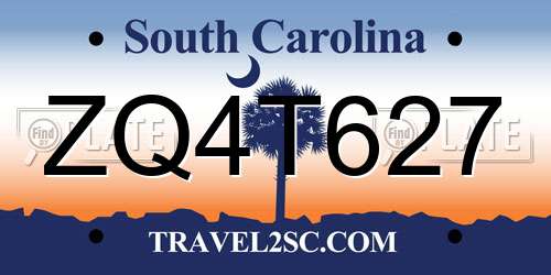 ZQ4T627 South Carolina License Plate