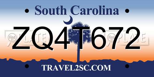 ZQ4T672 South Carolina License Plate