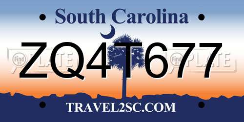 ZQ4T677 South Carolina License Plate