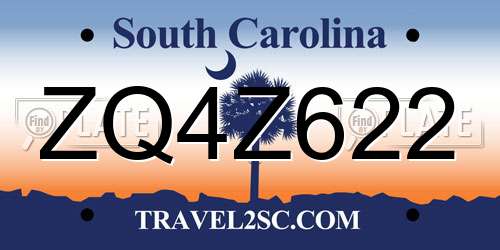 ZQ4Z622 South Carolina License Plate