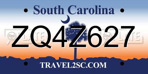 ZQ4Z627 South Carolina License Plate