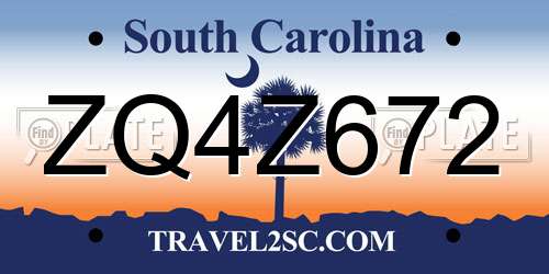 ZQ4Z672 South Carolina License Plate