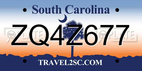 ZQ4Z677 South Carolina License Plate