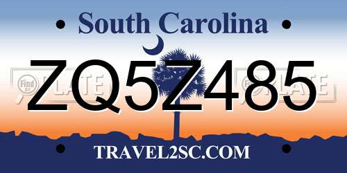 ZQ5Z485 South Carolina License Plate