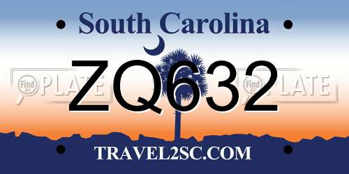ZQ632 South Carolina License Plate