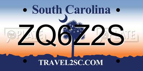 ZQ6Z2S South Carolina License Plate