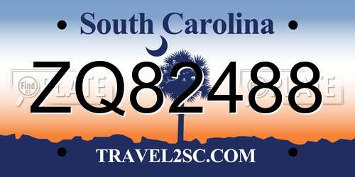 ZQ82488 South Carolina License Plate