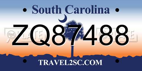 ZQ87488 South Carolina License Plate