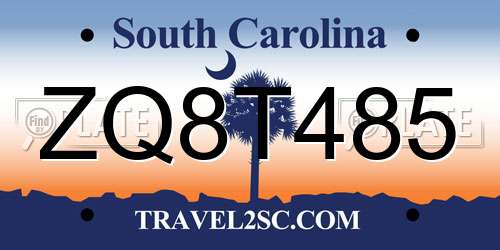 ZQ8T485 South Carolina License Plate