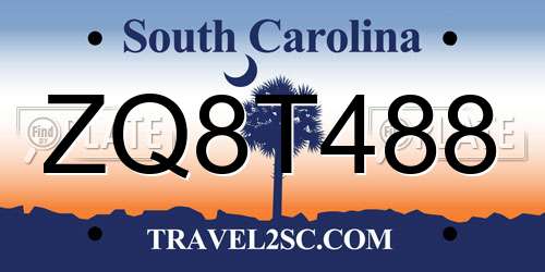 ZQ8T488 South Carolina License Plate