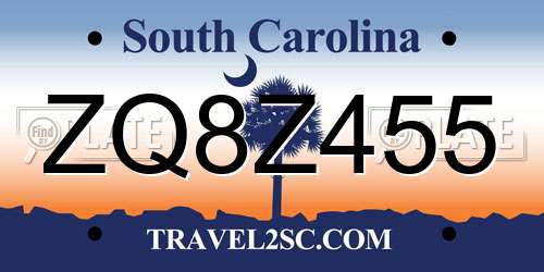 ZQ8Z455 South Carolina License Plate