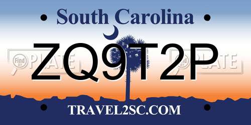 ZQ9T2P South Carolina License Plate