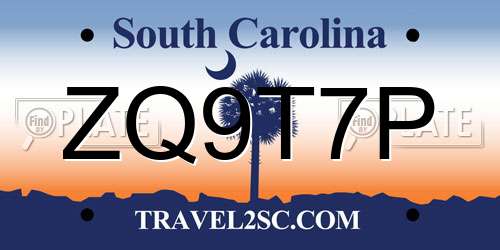 ZQ9T7P South Carolina License Plate