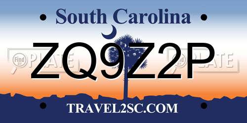 ZQ9Z2P South Carolina License Plate