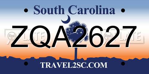 ZQA2627 South Carolina License Plate
