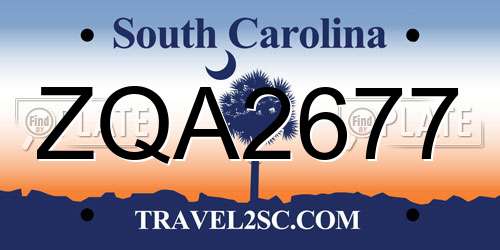 ZQA2677 South Carolina License Plate