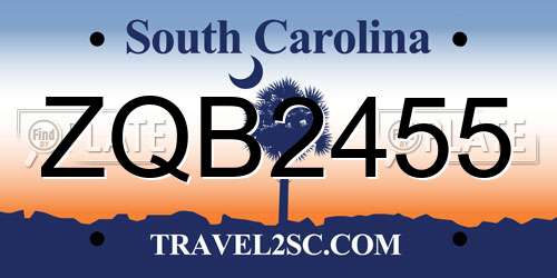 ZQB2455 South Carolina License Plate