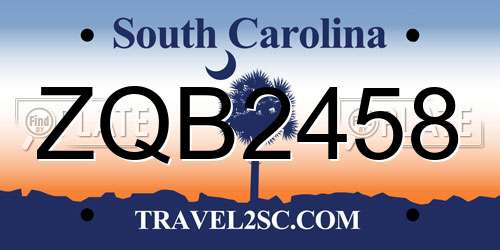 ZQB2458 South Carolina License Plate