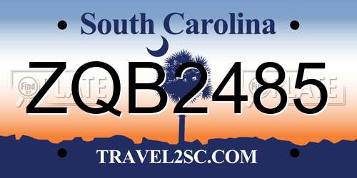 ZQB2485 South Carolina License Plate