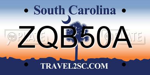 ZQB50A South Carolina License Plate