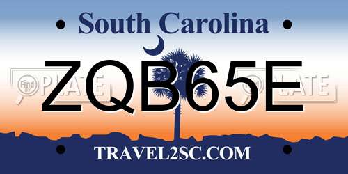 ZQB65E South Carolina License Plate