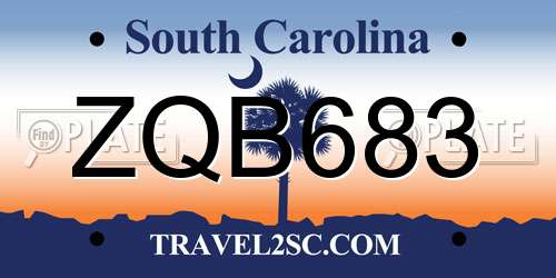 ZQB683 South Carolina License Plate