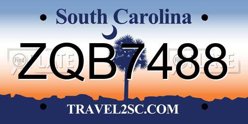 ZQB7488 South Carolina License Plate